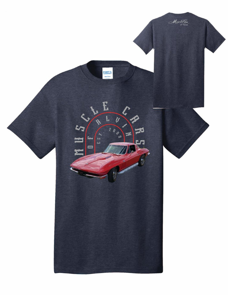 Heather Blue w/ Red Mustang Short Sleeve T-shirt