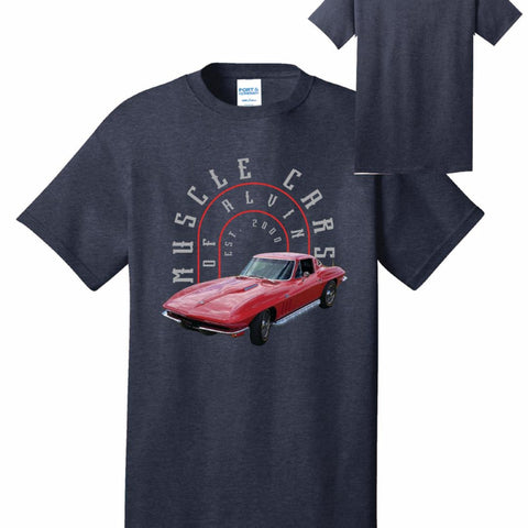Heather Blue w/ Red Mustang Short Sleeve T-shirt