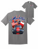 Gray US/Texas Flag w/Mustang short sleeve T-shirt